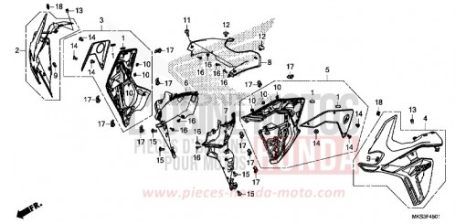 CARENAGE MILIEU (CRF1100A2/A4/AL2/AL4/D2/D4/DL2/DL4) CRF1100A2L de 2020